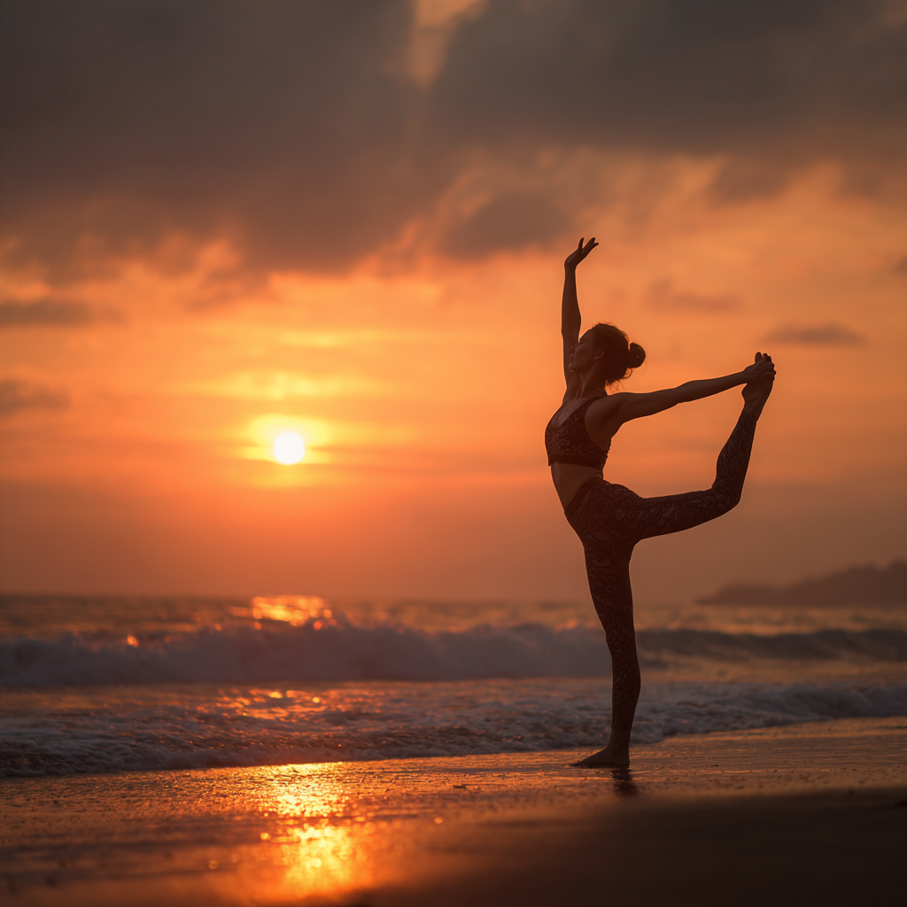 Ранкова практика йоги на сході сонця